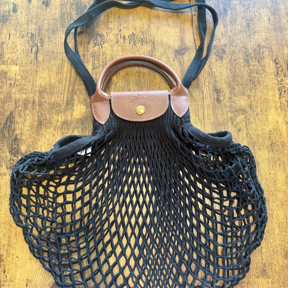 LONGCHAMP LE PLIAGE FILET MESH BAG in Black